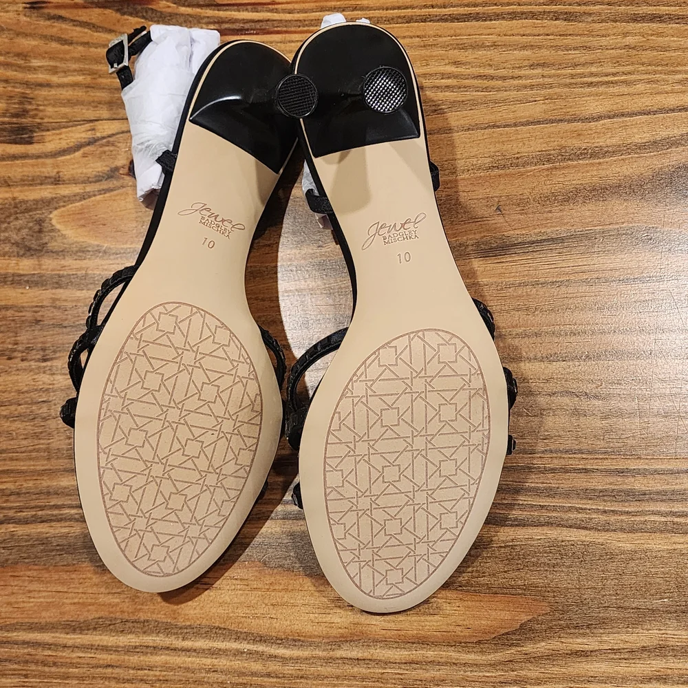 Jewel Badgley Mischka Kathryn Bejeweled Stiletto Sandal Black Size 10 NWT - Picture 3 of 8